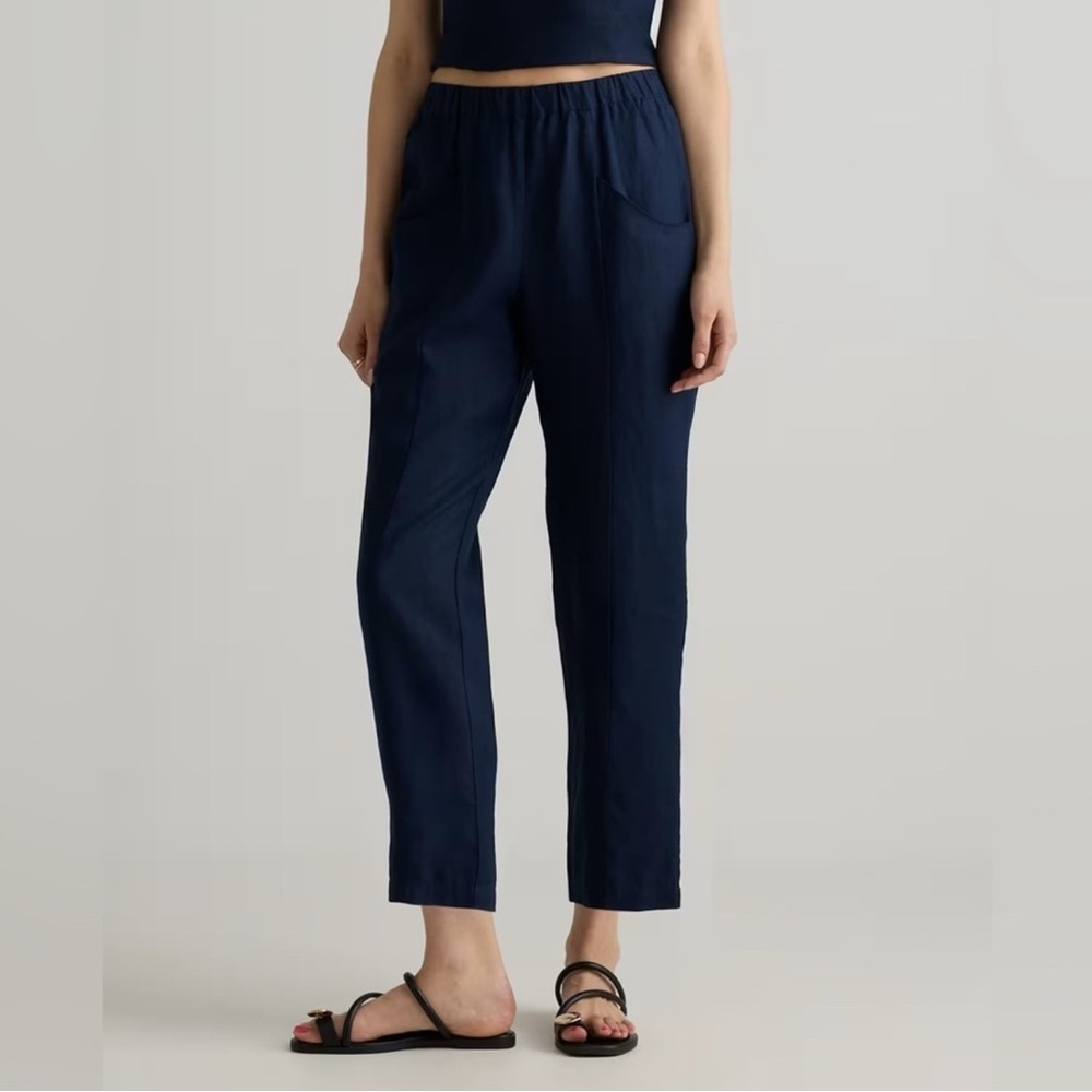 Quince 100% European Linen Tapered Ankle
Pants size XL Navy Blue Summer Office